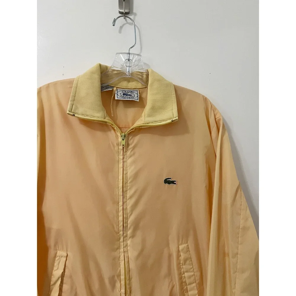 IZOD Lacoste Mens‎ Lightweight Zip Up Jacket Pale Yellow Retro Sportswear Large